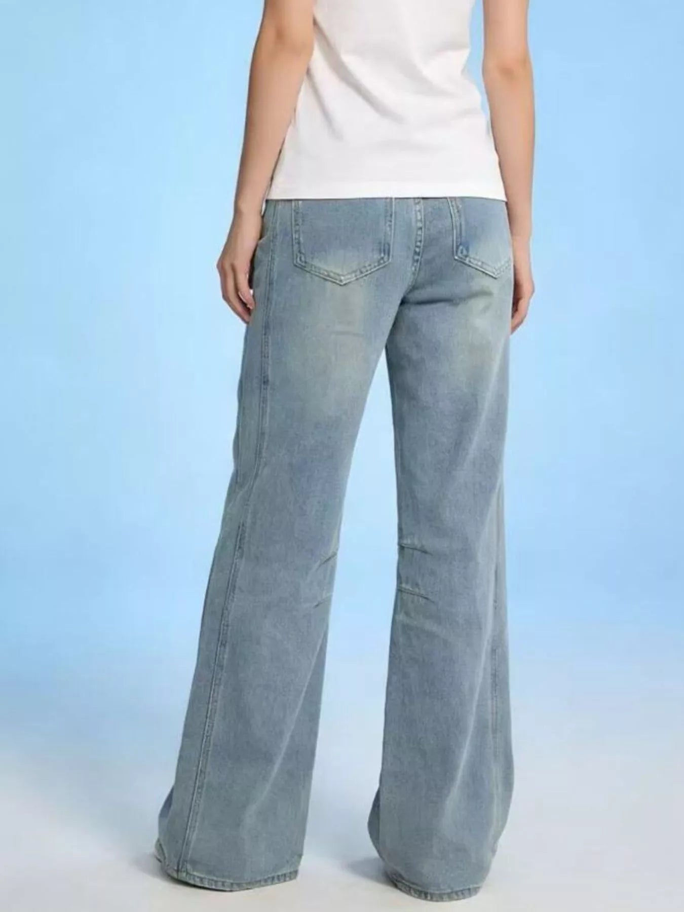 Wide Leg Wash Jeans - cas7m