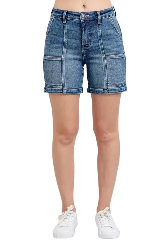 Judy Blue Full Size High Rise Denim Shorts Plus Size - cas7m