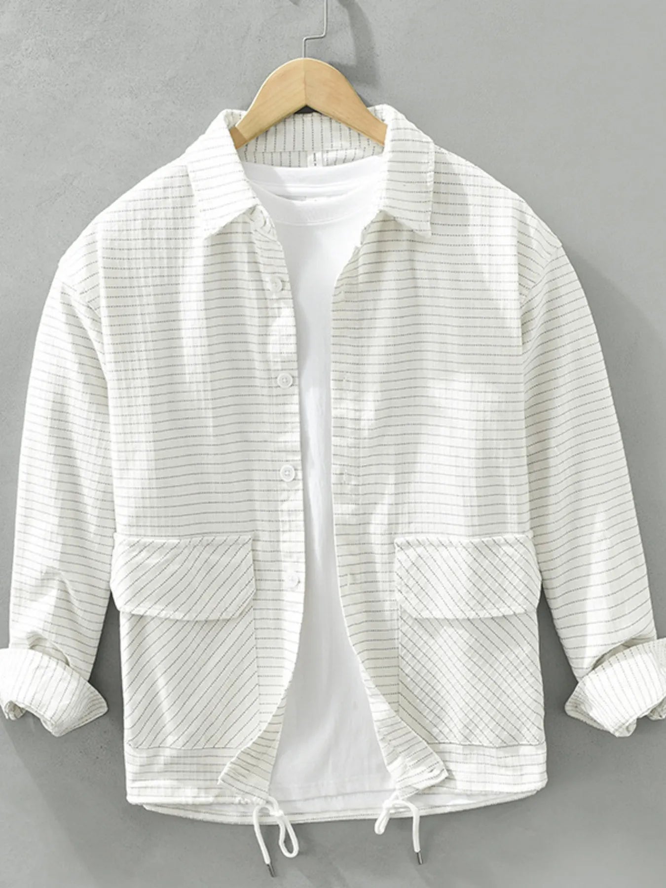 Men's Plus Size Button Up Long Sleeve Shirt - cas7m