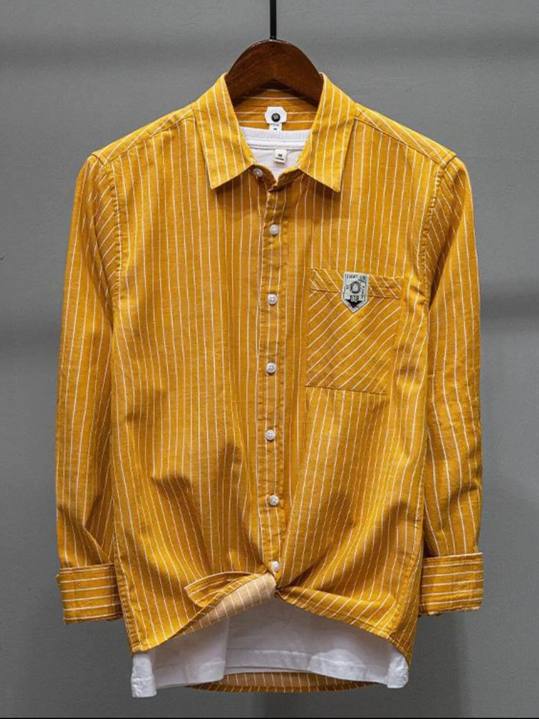 Men's Plus Size Striped Button Up Long Sleeve Shirt - cas7m