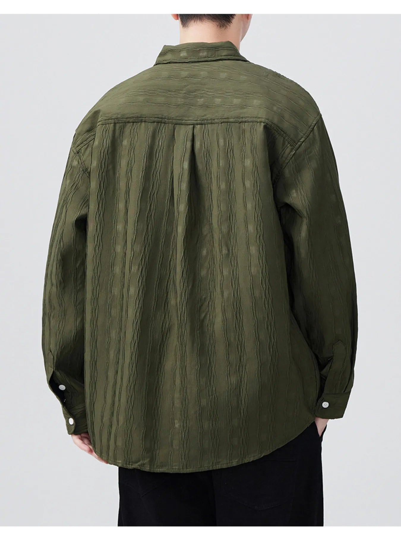 Men's Plus Size Button Up Long Sleeve Shirt - cas7m