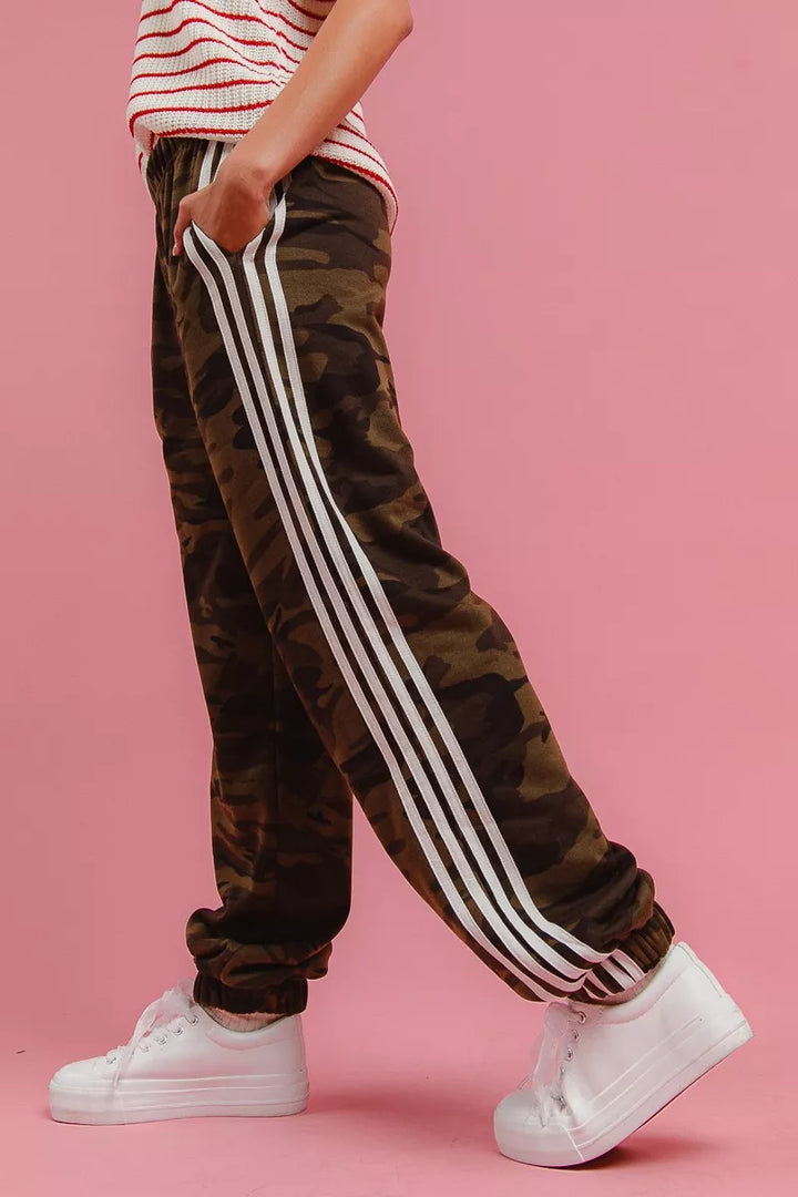 BiBi Side Lines Camouflage Track Pants - cas7m