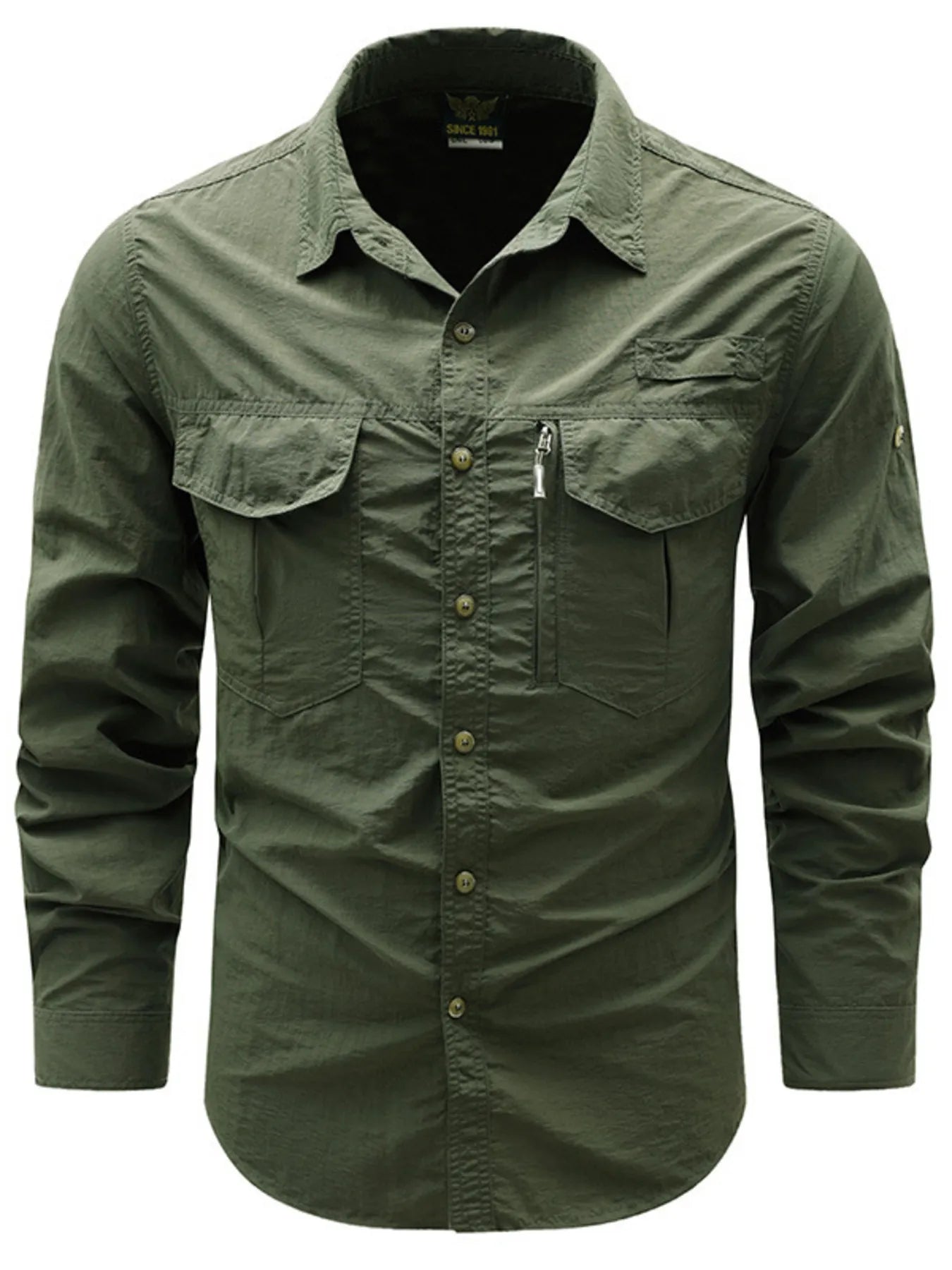 Men's Plus Size Button Up Long Sleeve Shirt - cas7m