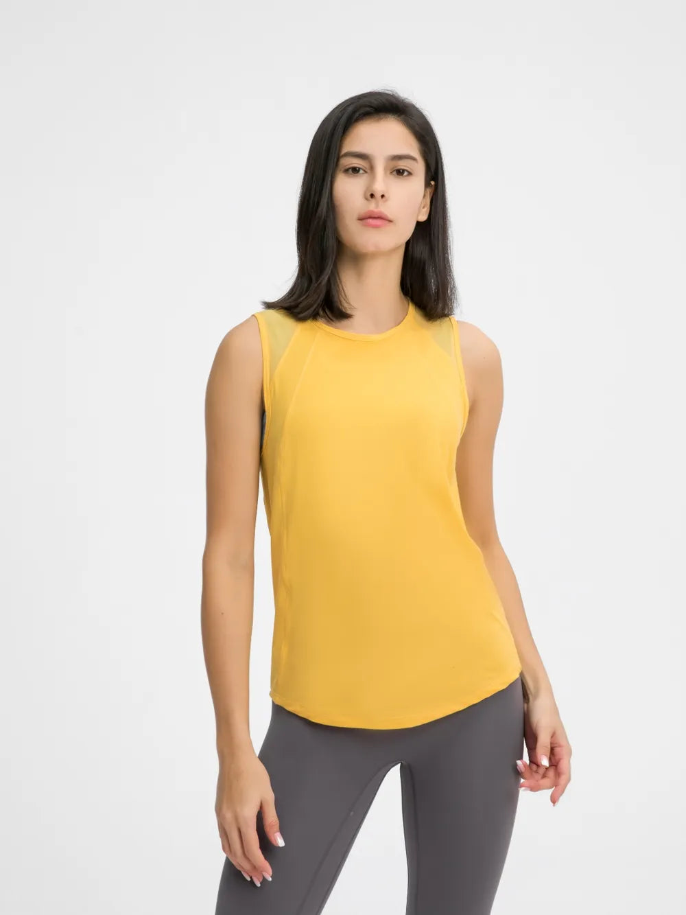 Millennia Cutout Back Round Neck Active Tank - cas7m