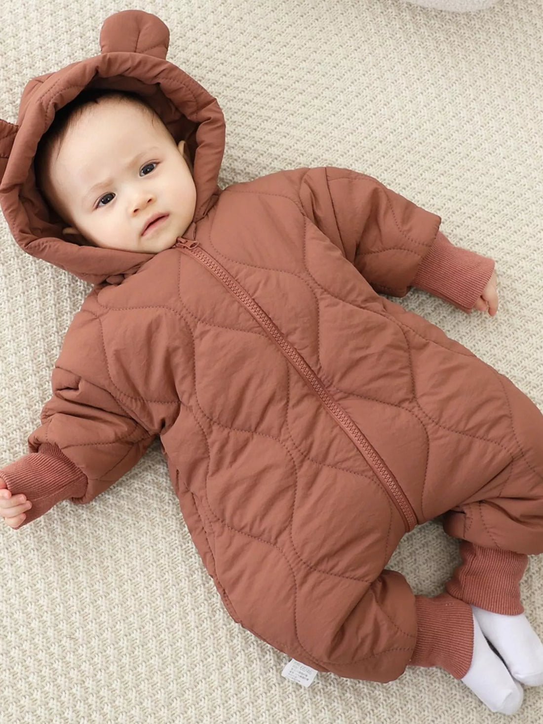 Children's Zip Front Hooded Padded One-Piece - cas7m