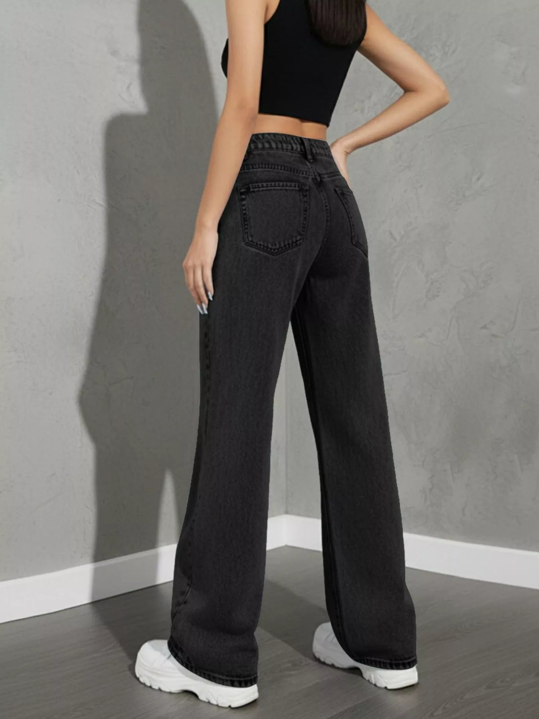 High Waist Wide Leg Jeans - cas7m