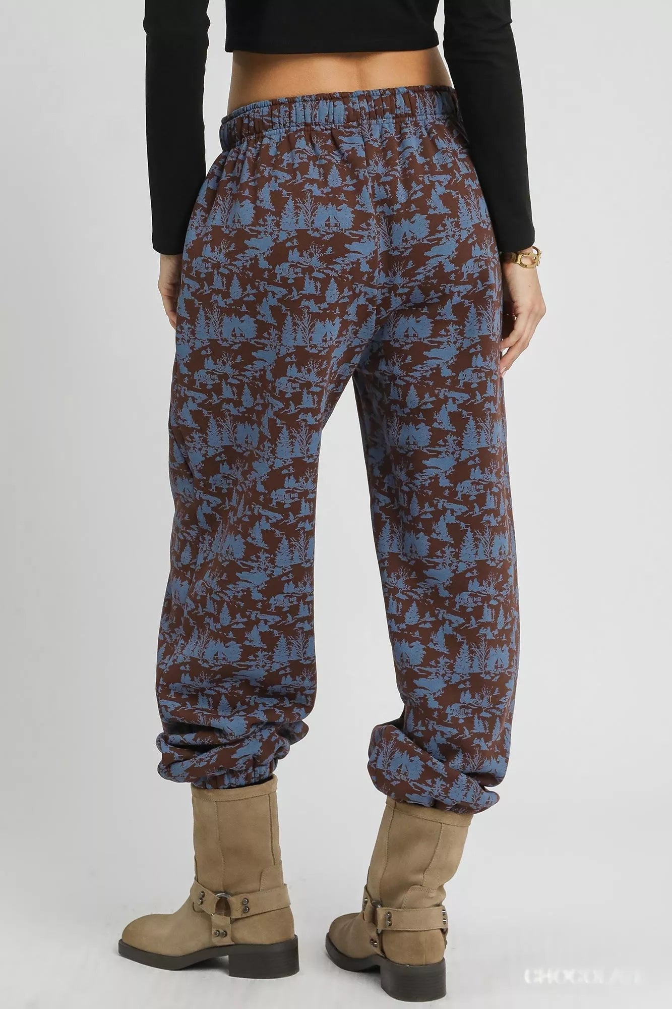Umgee Scenic Print Casual Sweatpants - cas7m