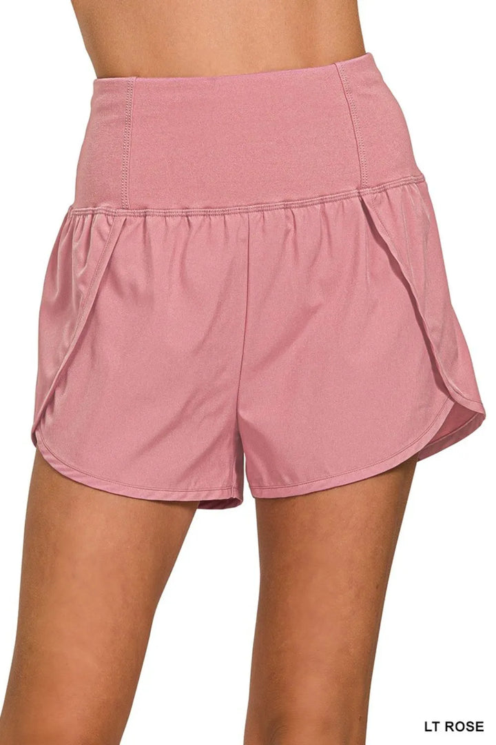 Zenana High Waisted Zippered Back Pocket Running Shorts - cas7m