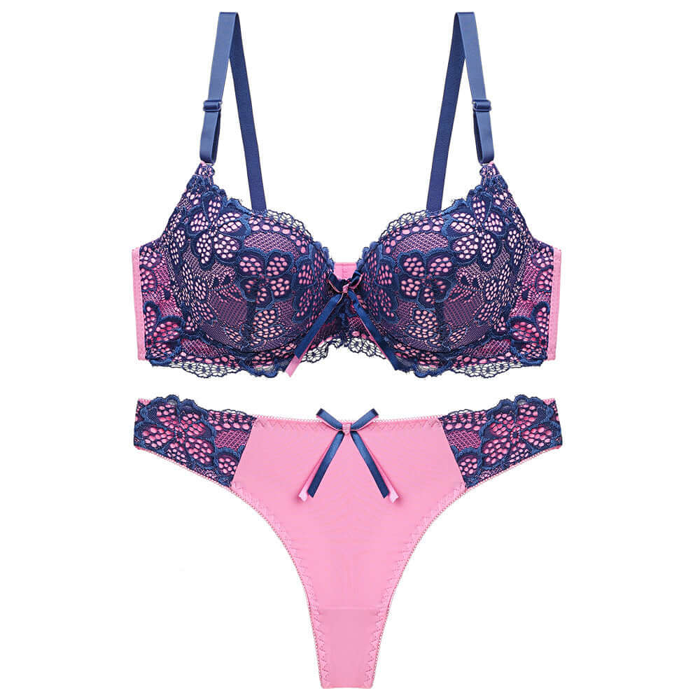 Underwear Push Up Lace Bra Adjustable Bra Set - cas7m