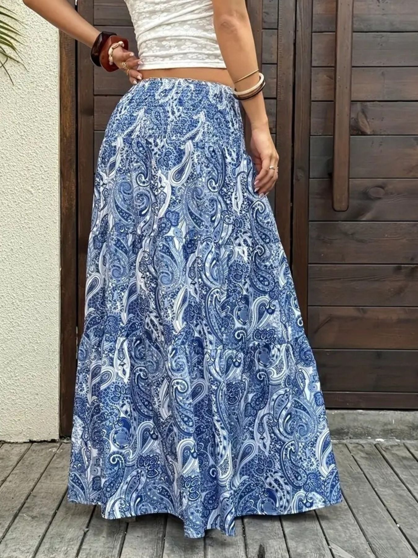 Paisley Print Maxi Skirt - cas7m