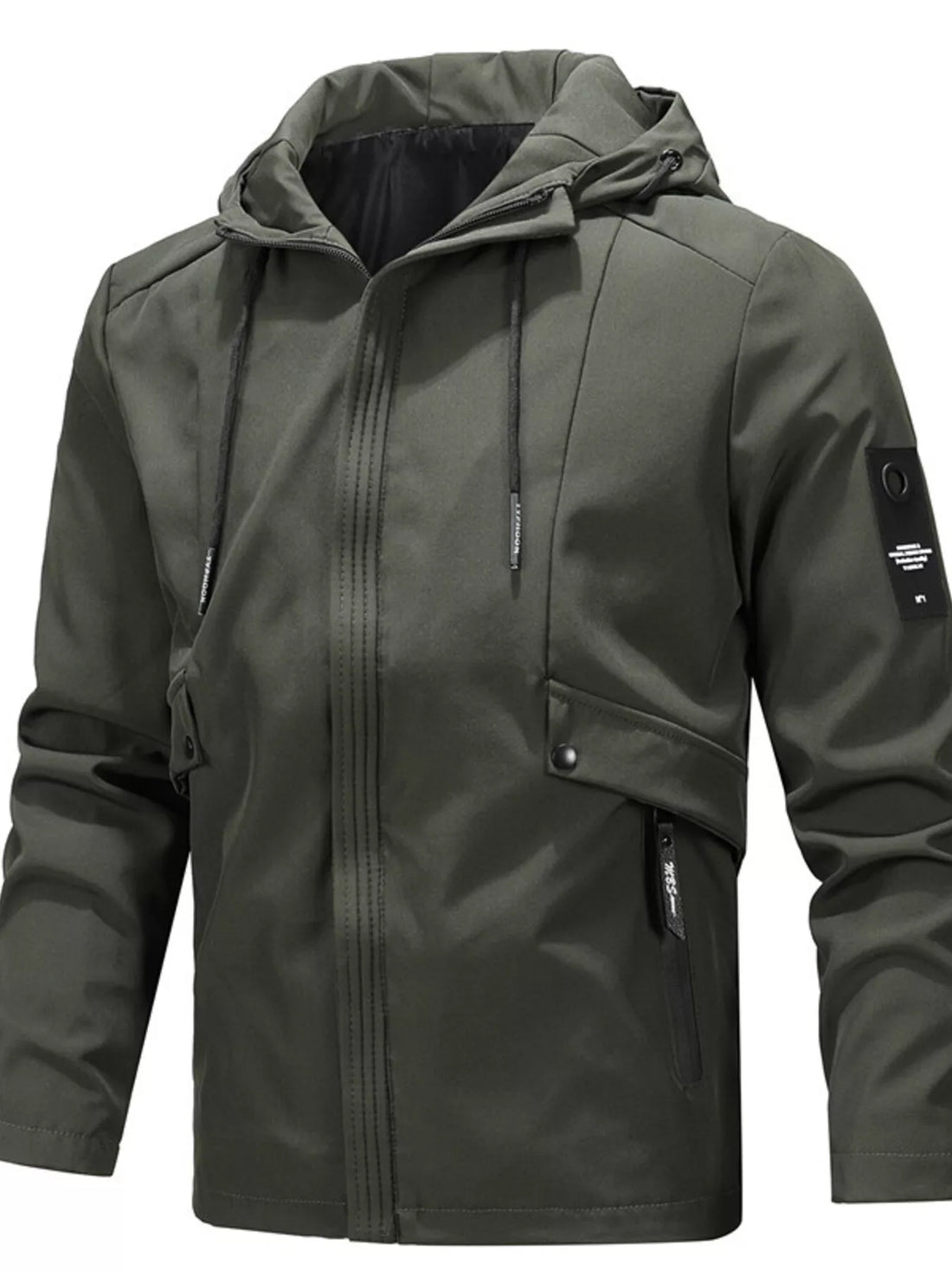 Men's Lightweight Nylon Zip Jacket with Pockets - cas7m