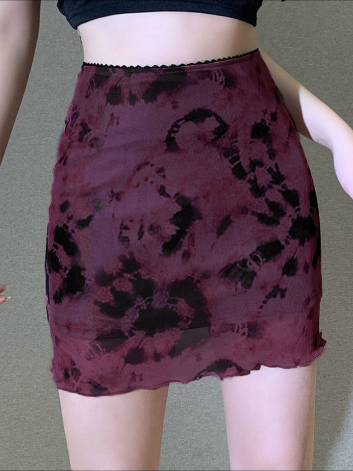 Tie-Dye Bodycon Mini Skirt - cas7m