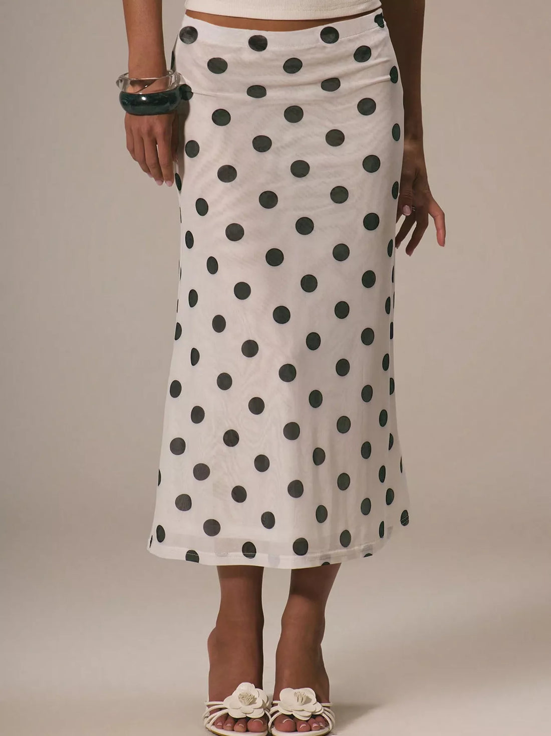 Polka Dot Midi Skirt - cas7m