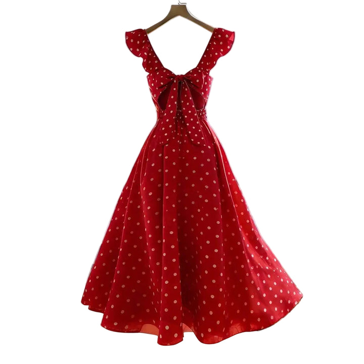 Womens Solid-Color Casual Resort V-Neck Ruffle-Trim Dress - cas7m