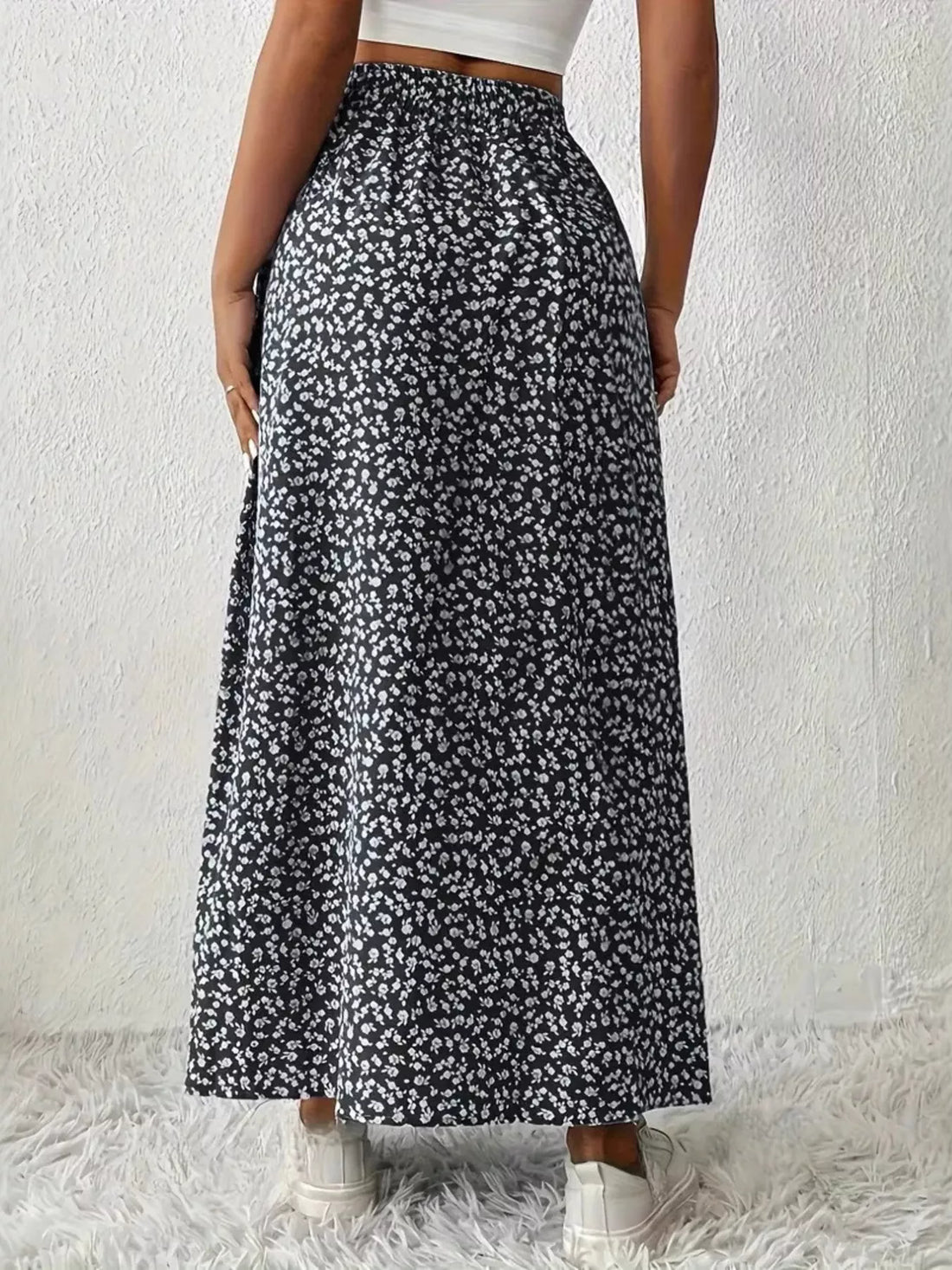 Slit Printed Skirt - cas7m