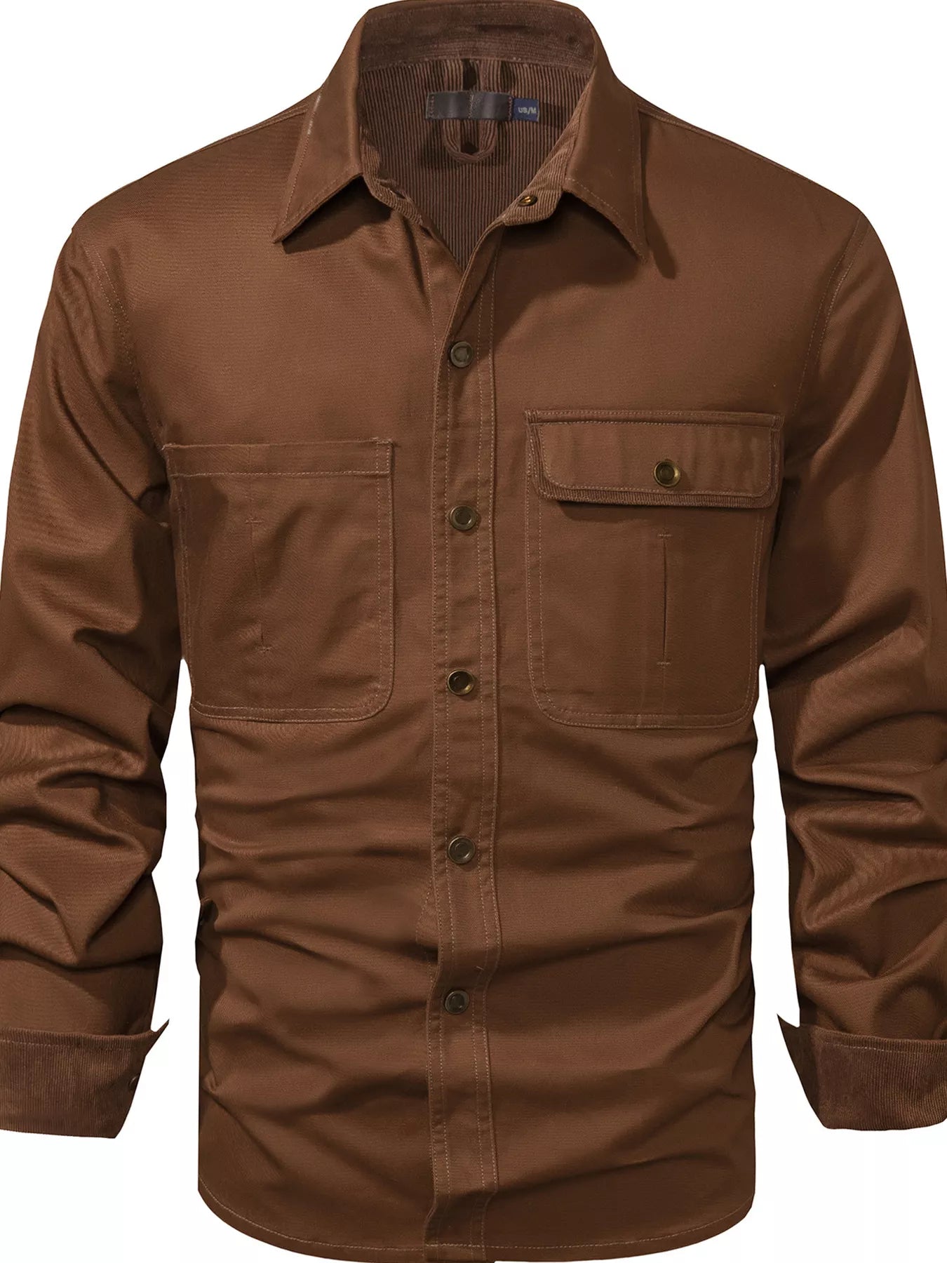 Men's Casual Long Sleeve Button-Down Shirt with Pockets - cas7m