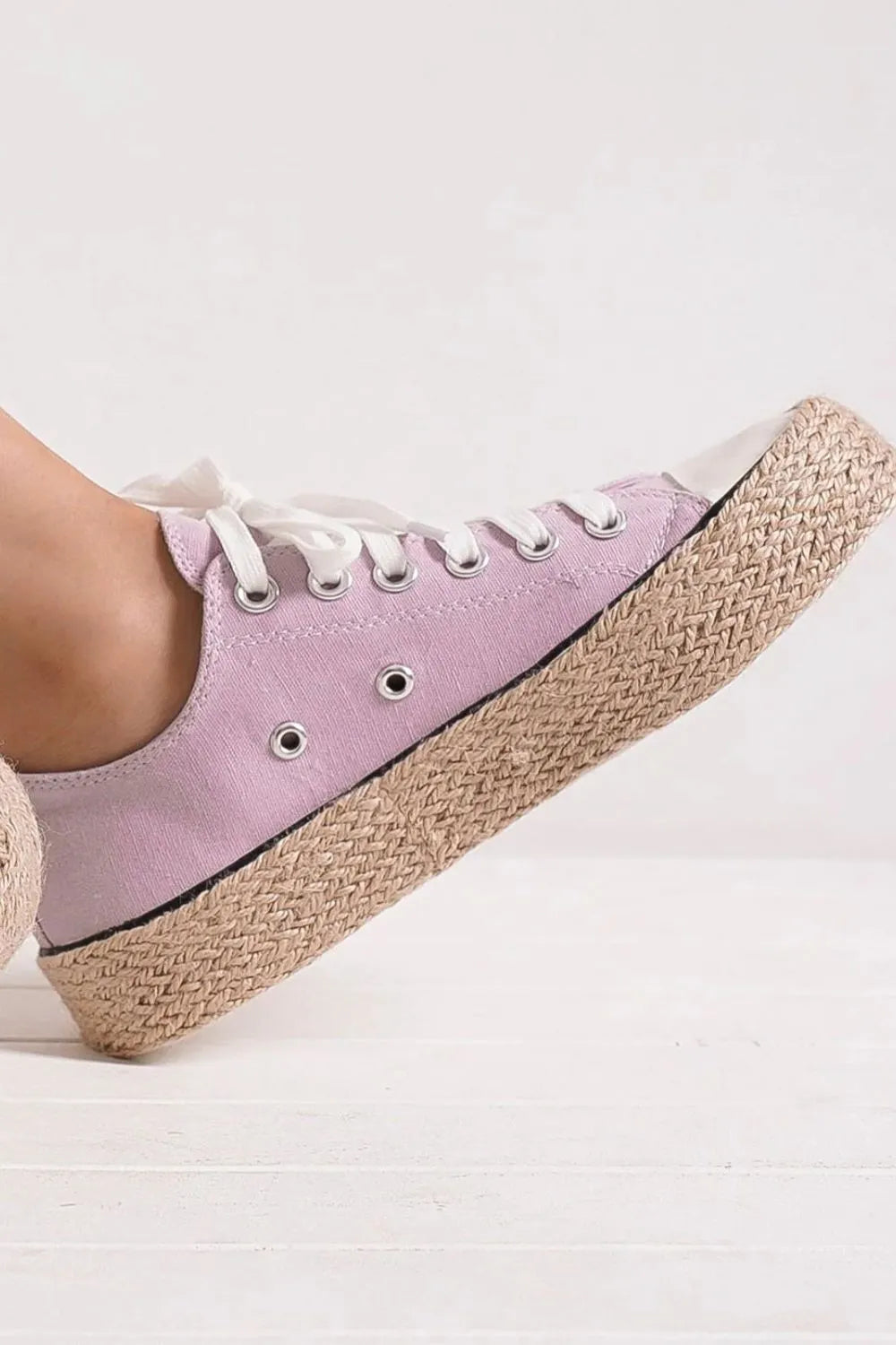 Beast Fashion Lace Up Woven Espadrille Sole Sneakers - cas7m