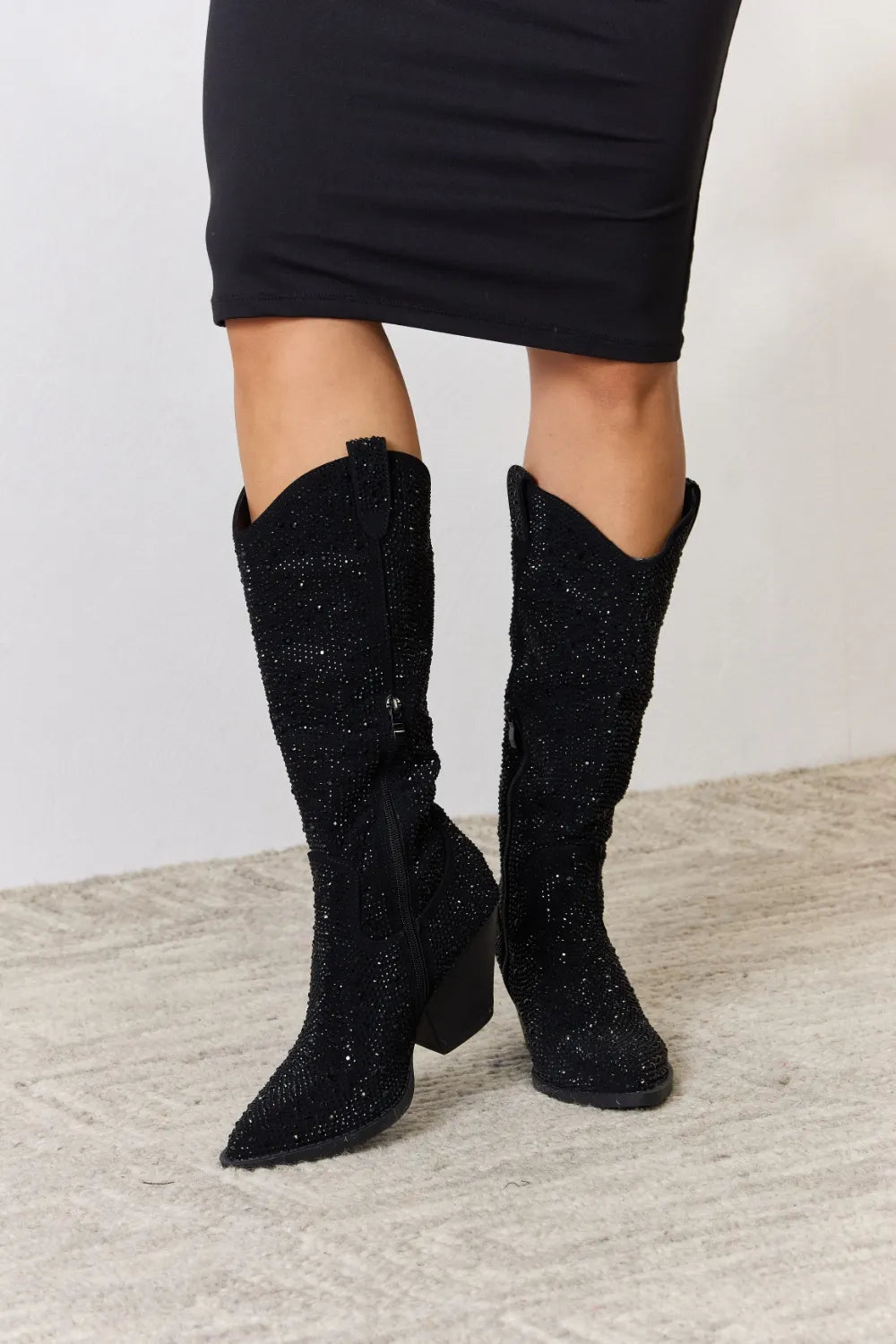 Forever Link Rhinestone Knee High Cowboy Boots - cas7m
