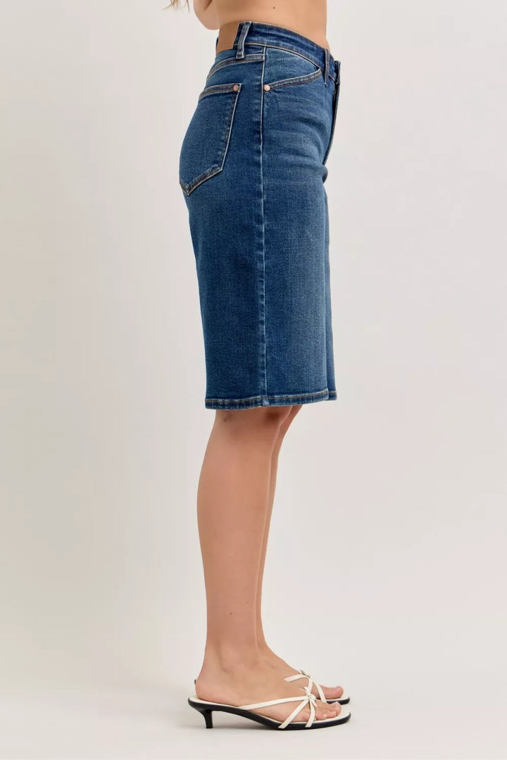 Judy Blue High Waist Bermuda Denim Shorts - cas7m