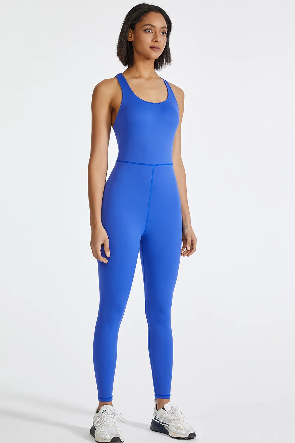 Crisscross Back Wide Strap Active Jumpsuit - cas7m