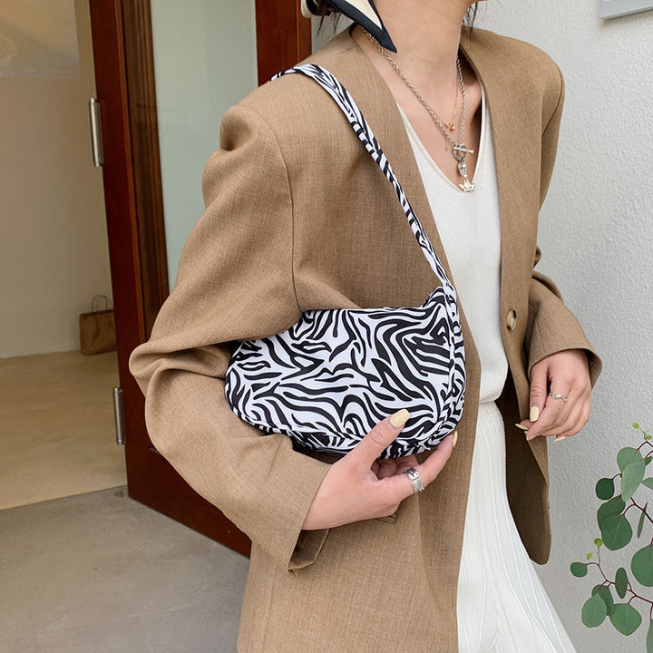 Women Handbag Butterfly Cow Leopard Printed Pattern Underarm Bags Small Shoulder Bag - cas7m