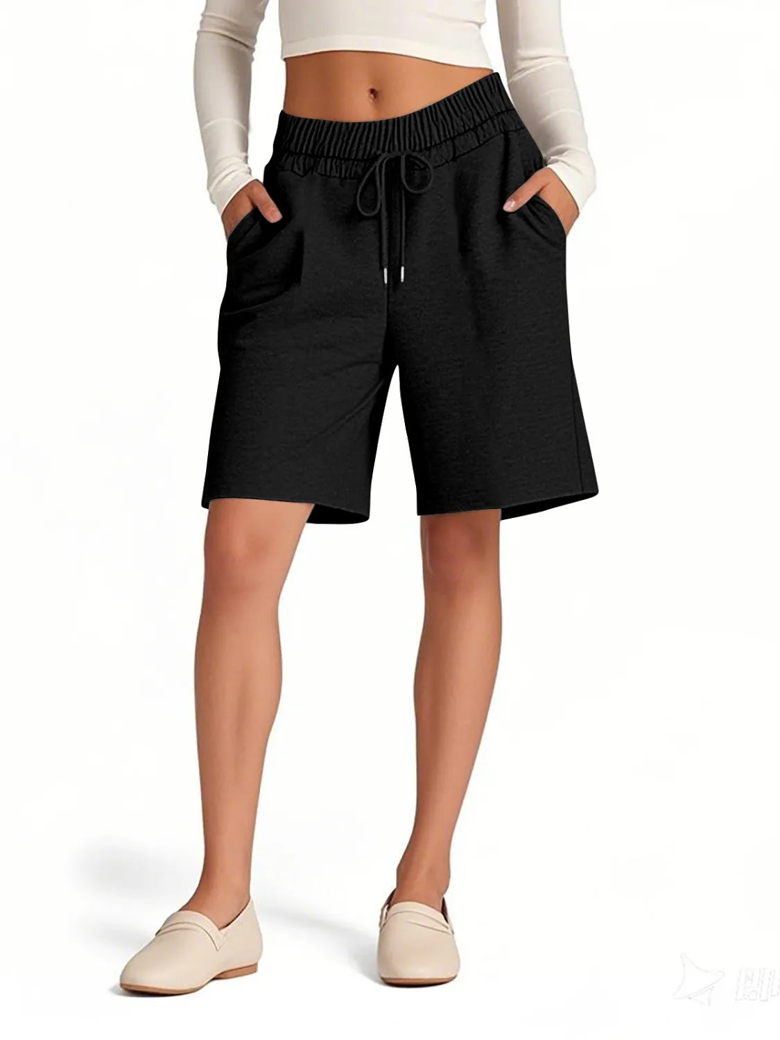 Drawstring Shorts with Pockets - cas7m