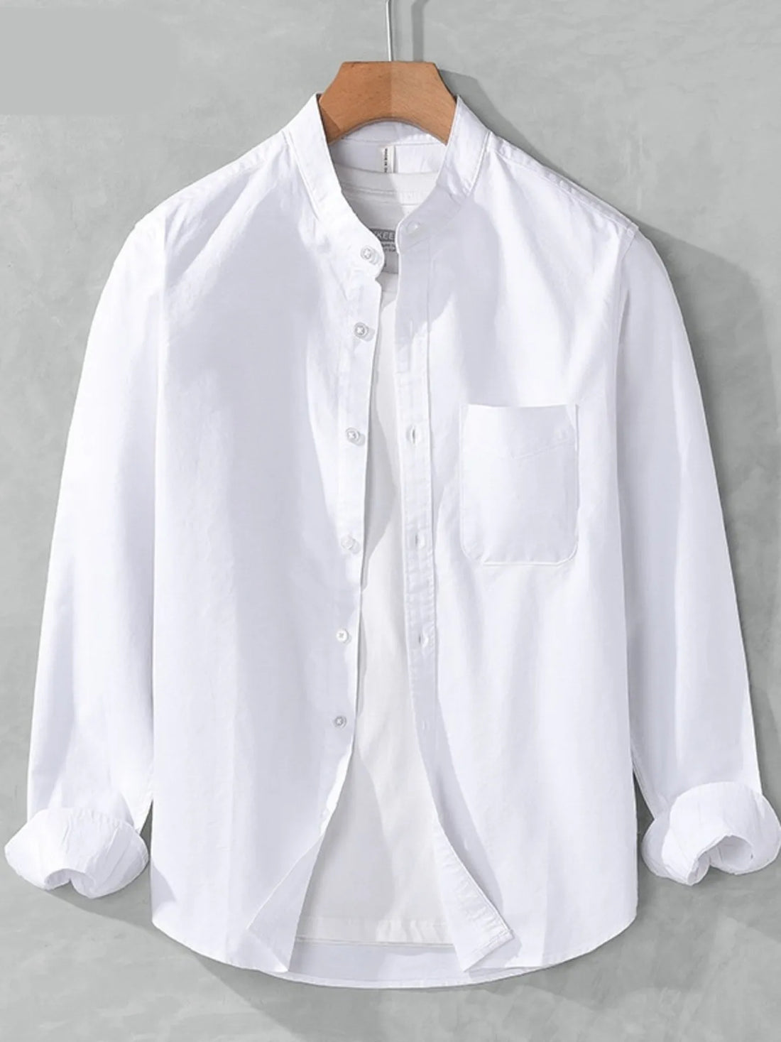 Men's Plus Size Button Up Long Sleeve Shirt - cas7m