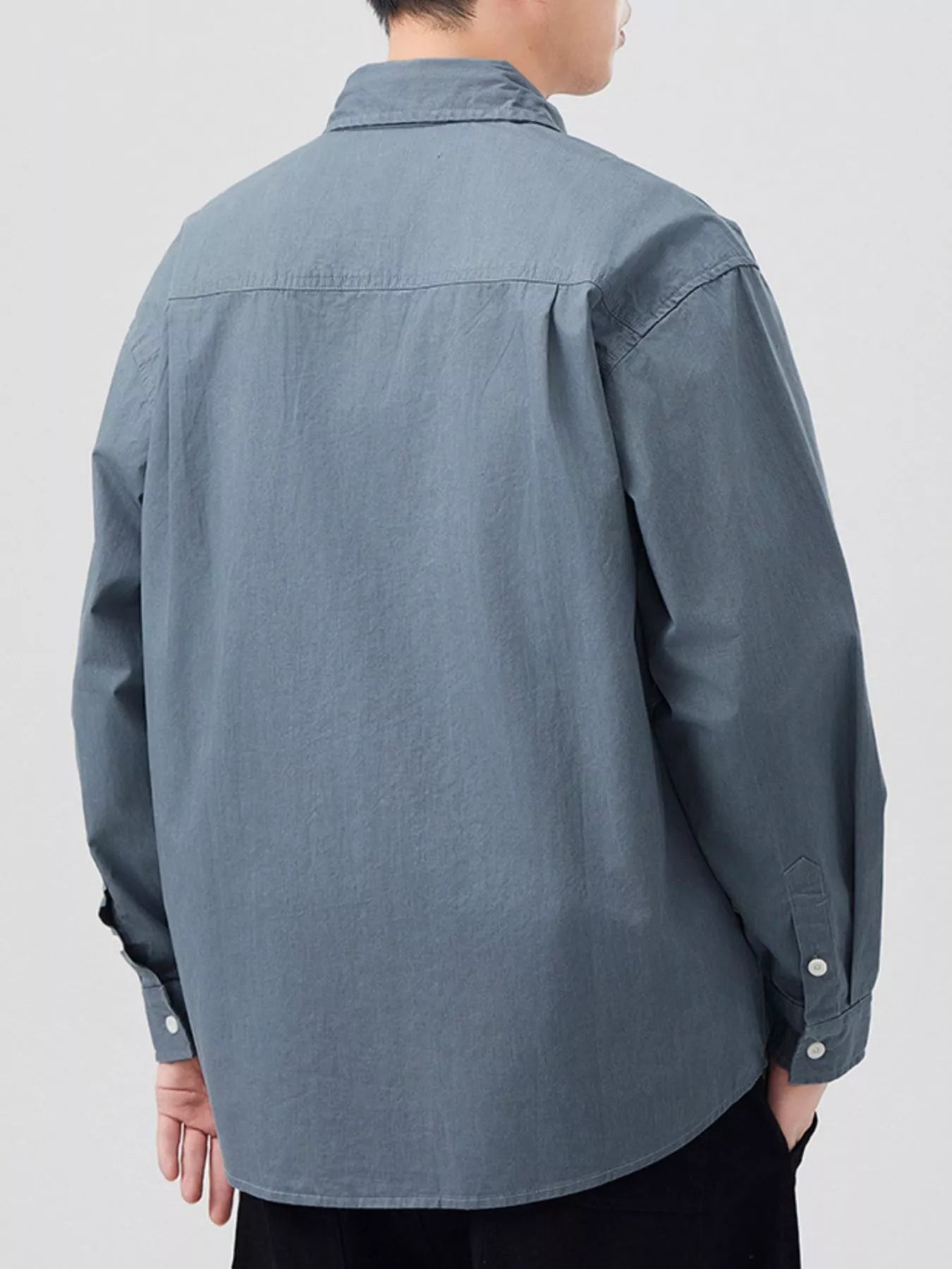 Men's Plus Size Button Up Long Sleeve Shirt - cas7m