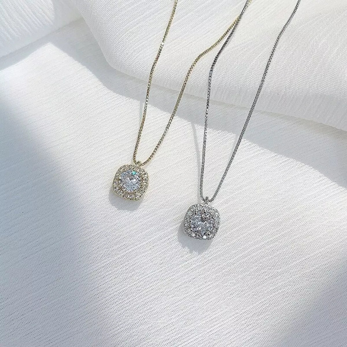 925 Sterling Silver Zircon Pendant Necklace - cas7m