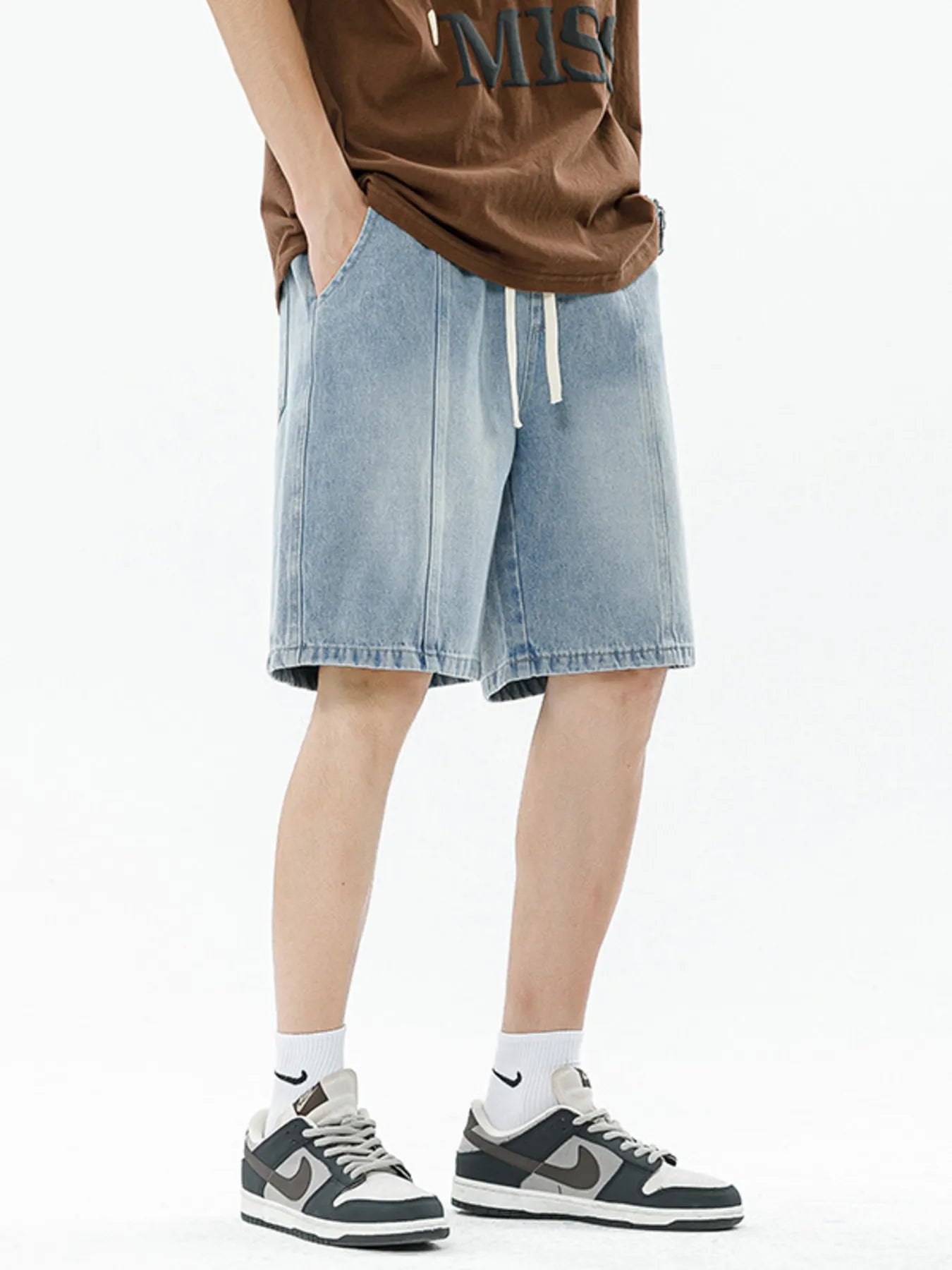 Casual Washed Cotton Drawstring Shorts - Slight Stretch Comfort - cas7m