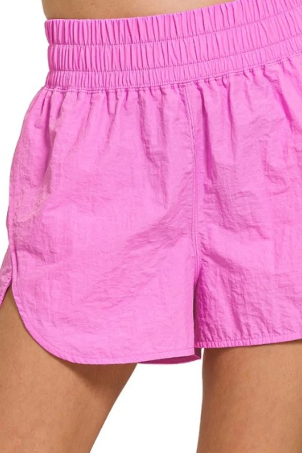 Zenana Windbreaker Smocked Waistband Running Shorts - cas7m