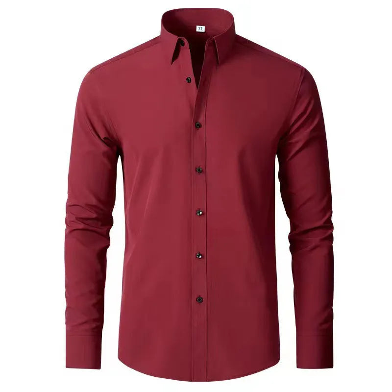 Men's Plus Size Button Up Long Sleeve Shirt - cas7m