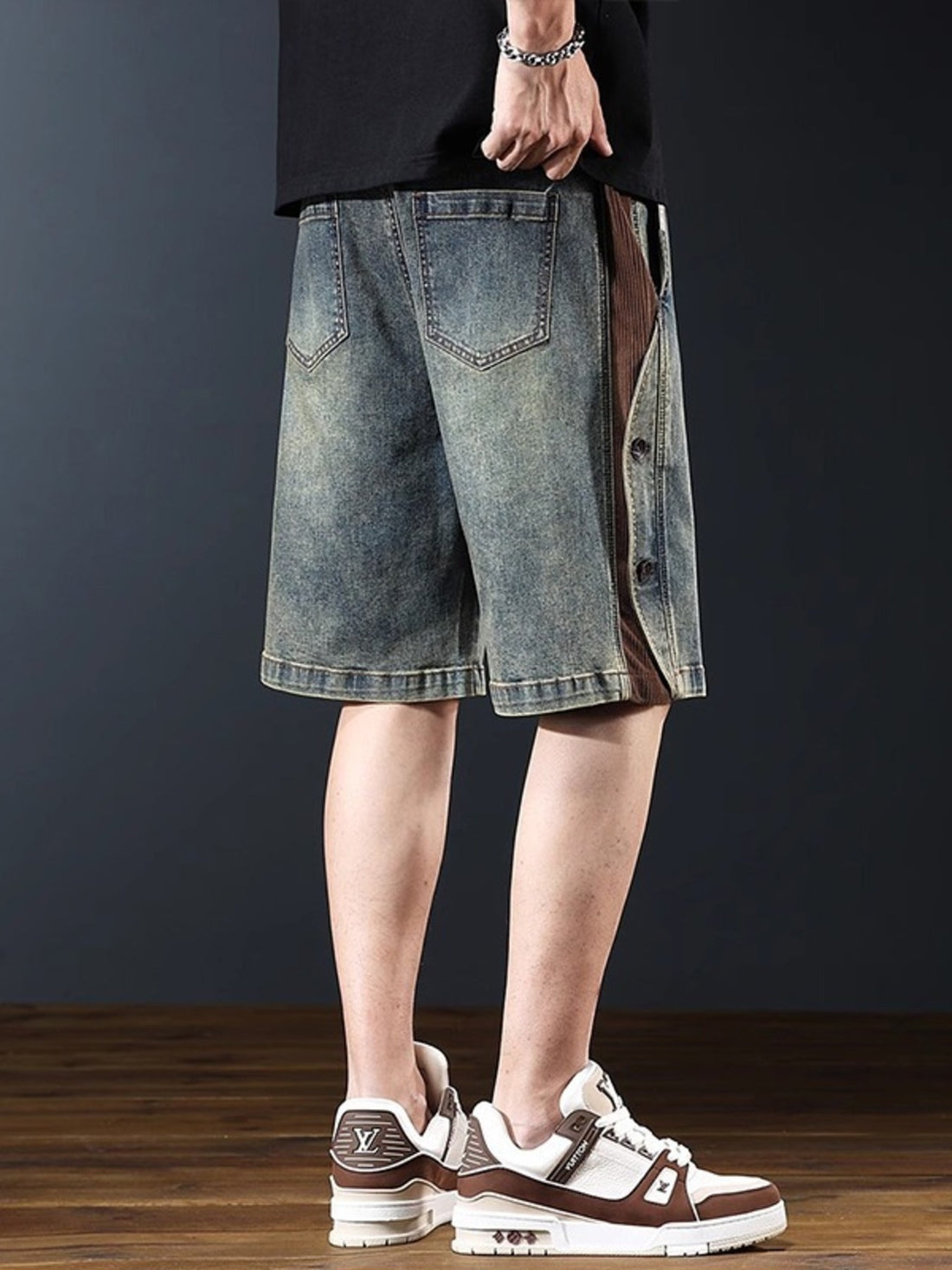 Men's Plus Size Wide Leg Denim Shorts - cas7m