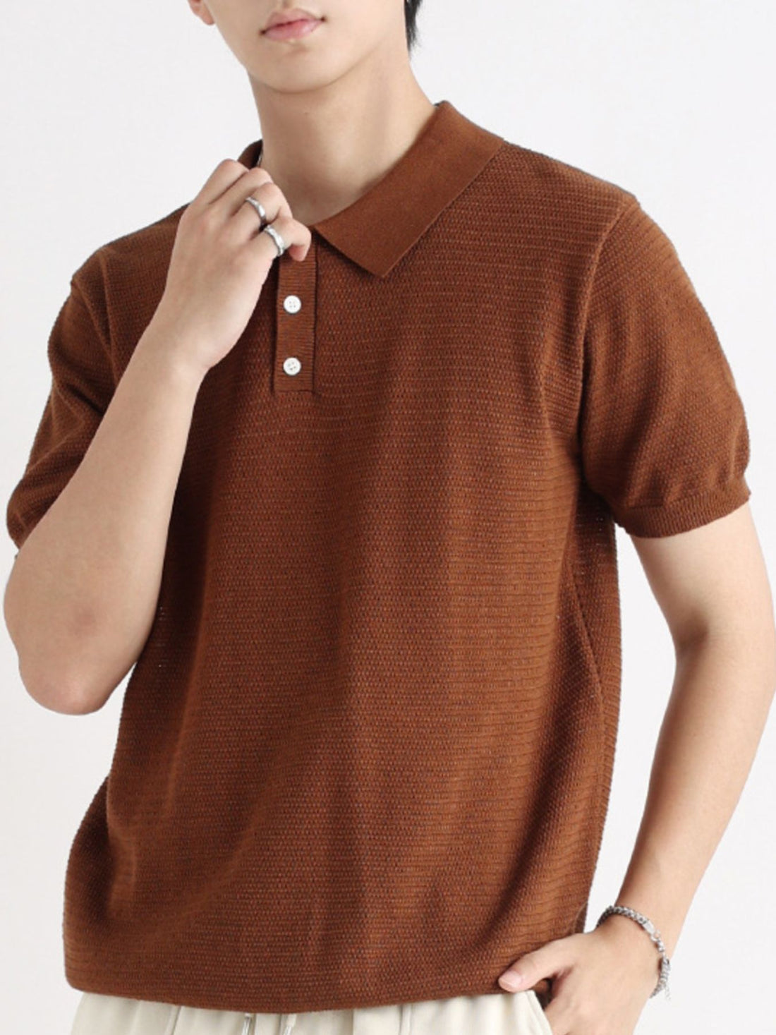 Men's Plus Size Button Detail Short Sleeve Polo - cas7m