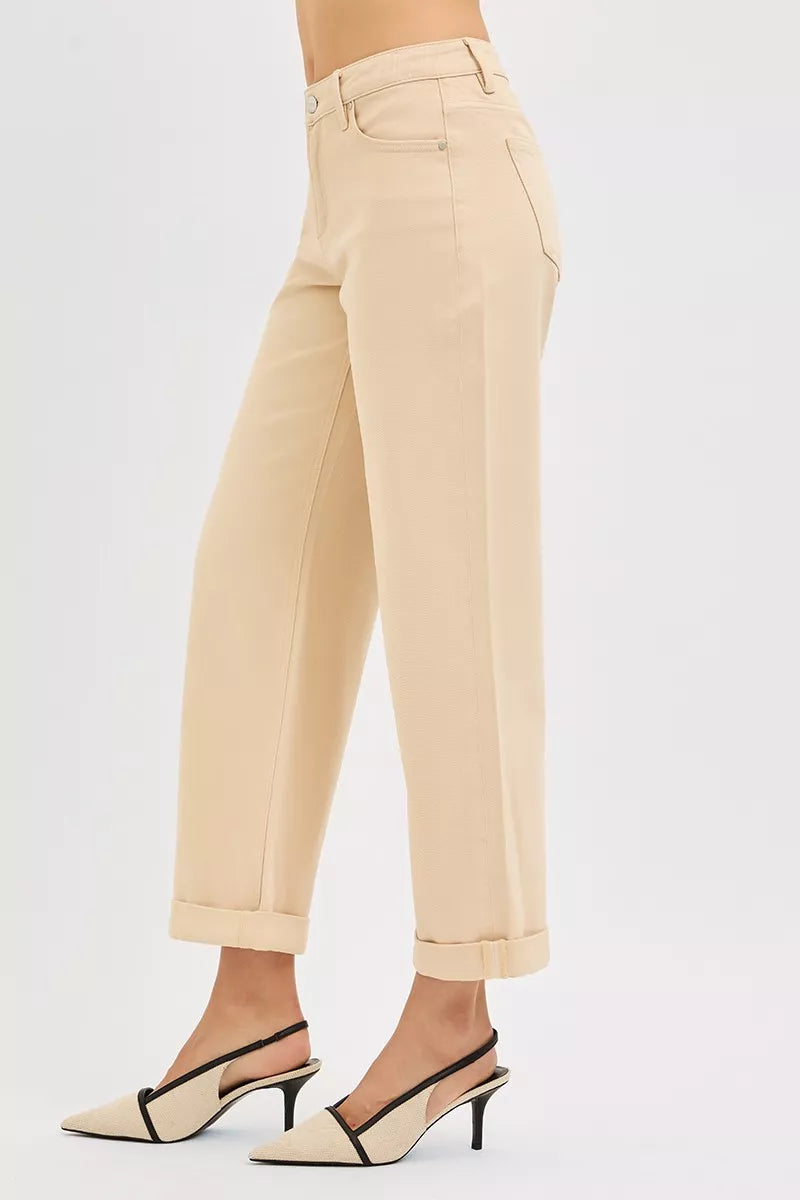 RISEN Tummy Control Mid Rise Ankle Barrel Relaxed Baggy - cas7m