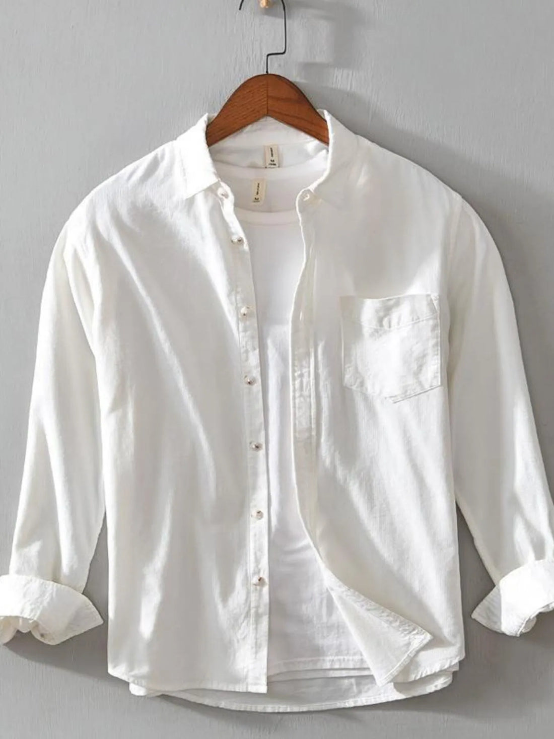 Men's Plus Size Button Up Long Sleeve Shirt - cas7m