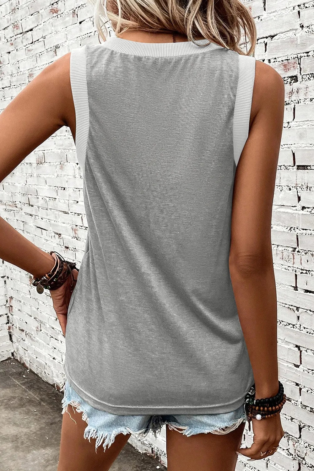 V-Neck Wide Strap Tank - cas7m