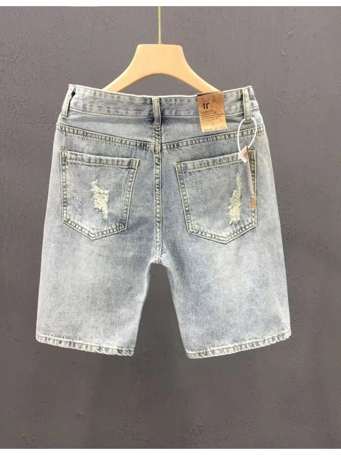 Men's Distressed Wash Denim Shorts - cas7m