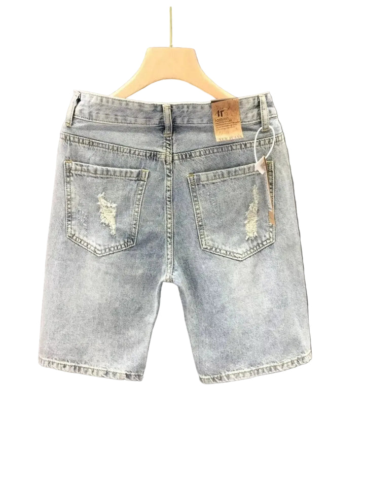 Men's Distressed Wash Denim Shorts - cas7m