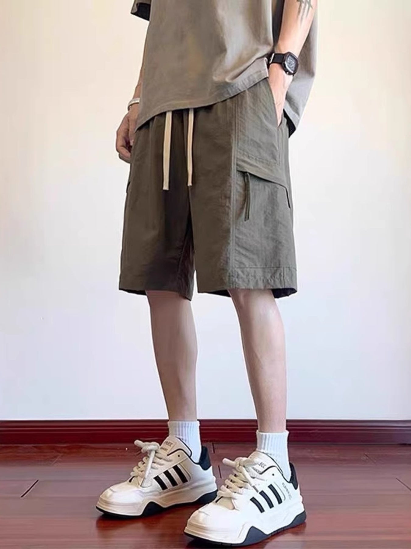 Men's Plus Size Drawstring Relaxed Fit Cargo Shorts - cas7m