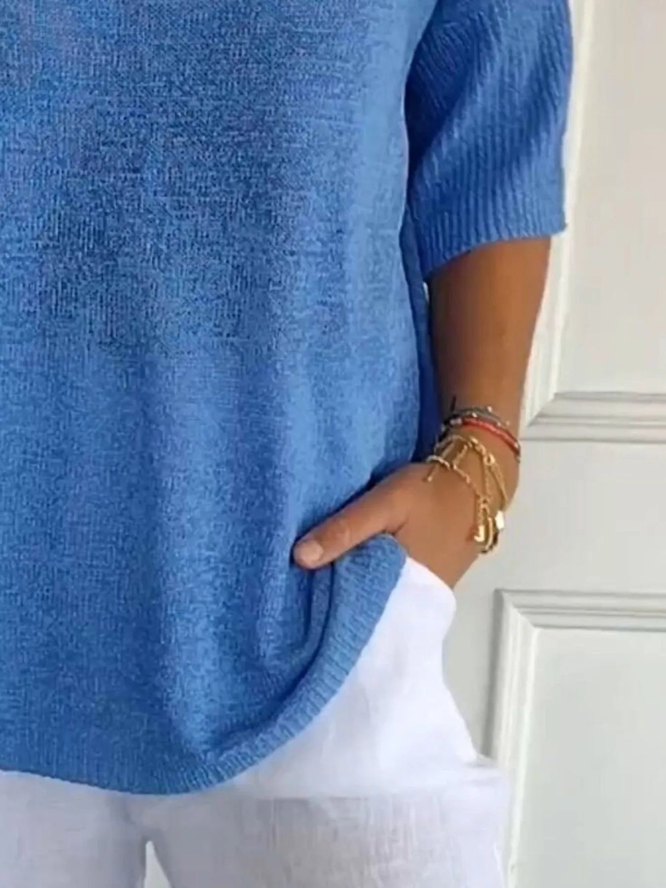 Full Size Relaxed Fit Ribbed Hem Sweater Plus Size - cas7m