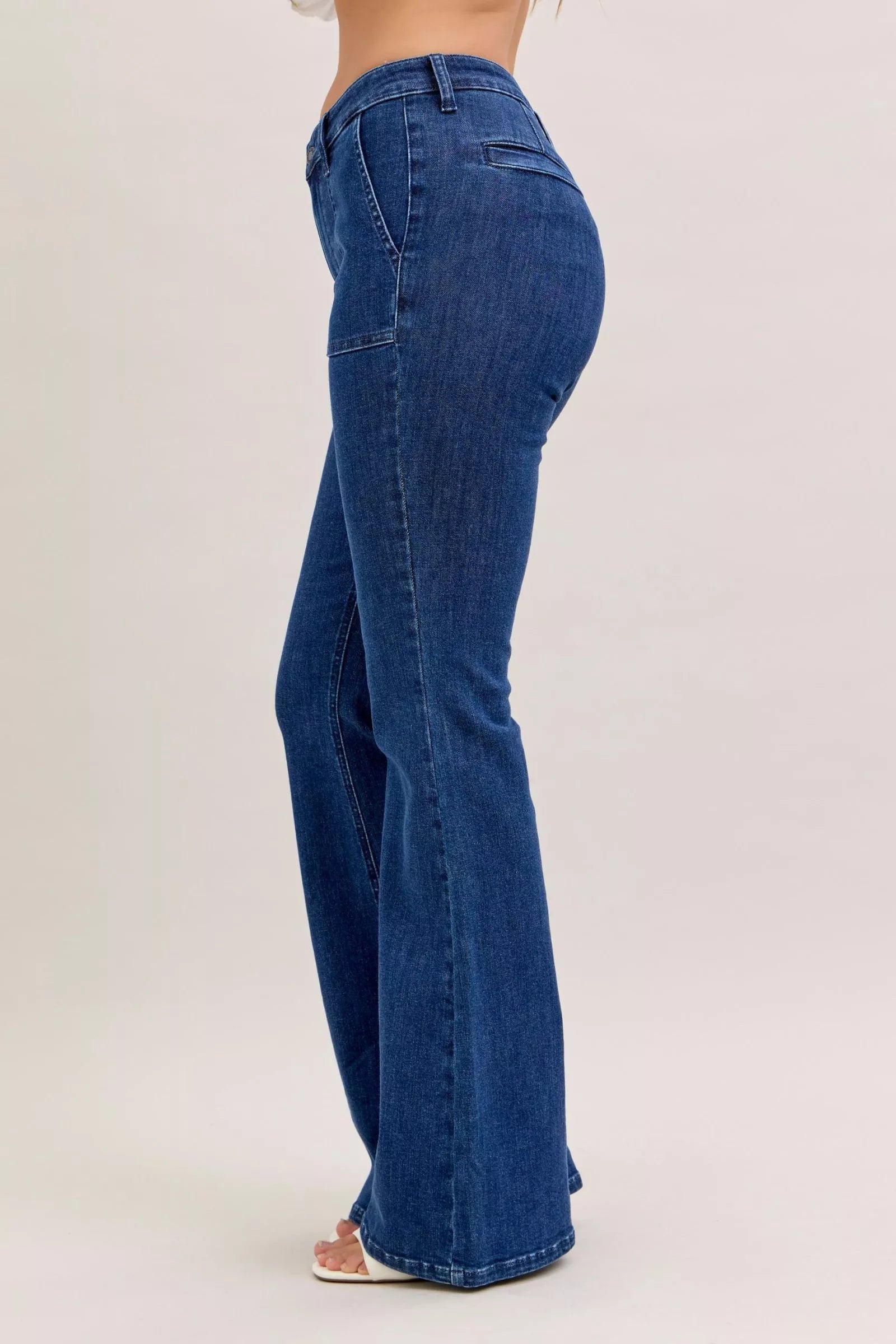 Judy Blue High Waist Flare Jeans with Front Patch Pockets - cas7m