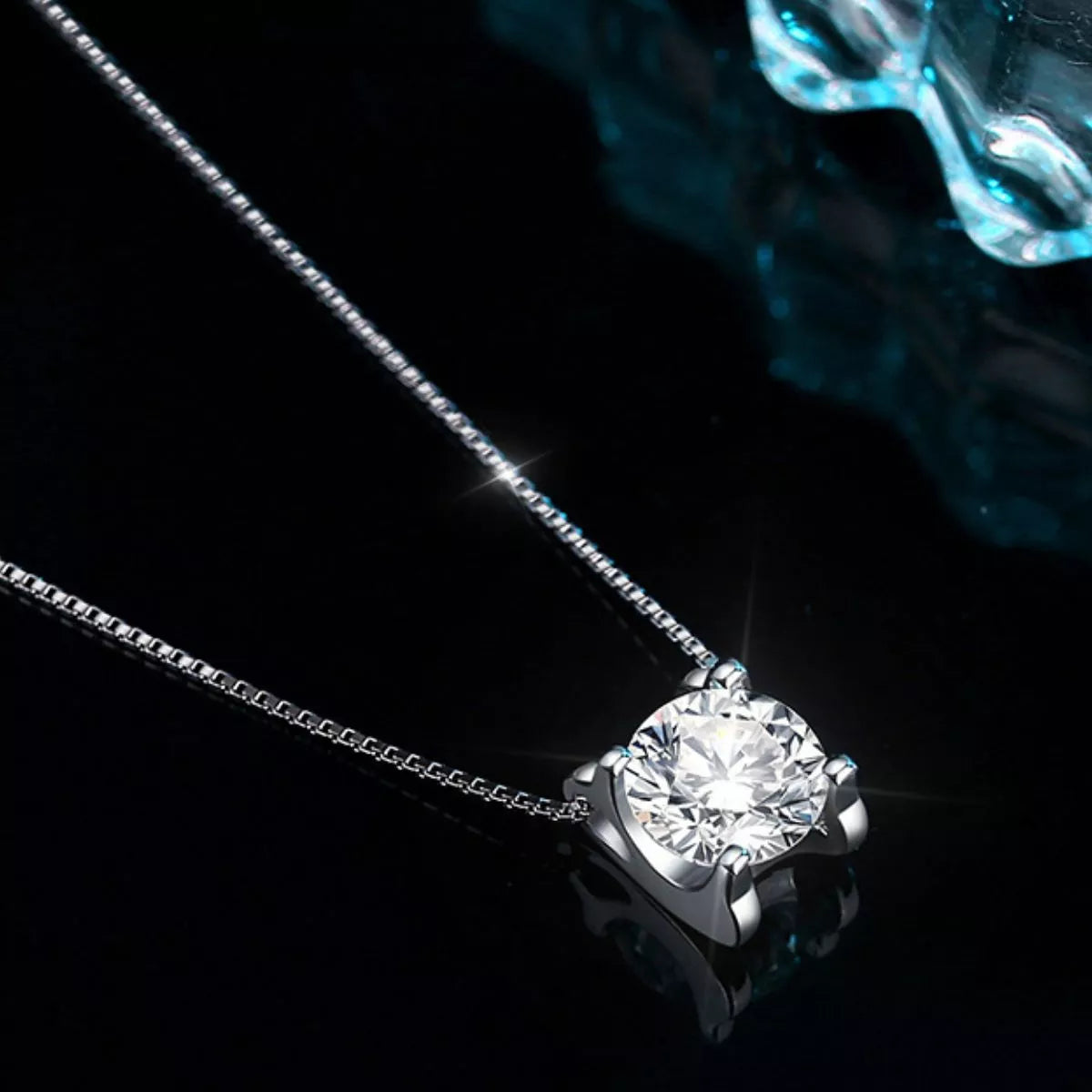1 Carat 925 Sterling Silver Moissanite Pendant Necklace - cas7m