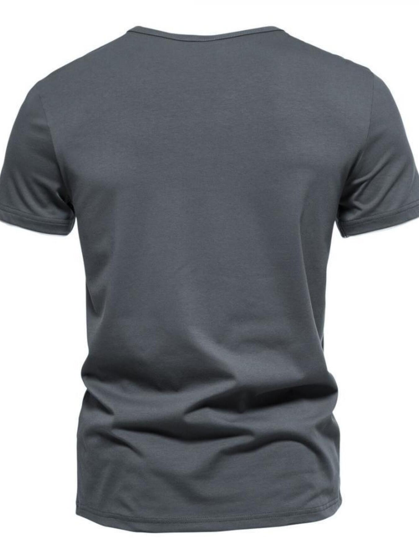 Men's Plus Size Slim Fit Notched Casual T-Shirt - cas7m