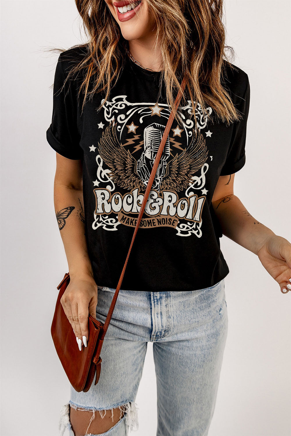 Slogan Graphic Short Sleeve T-Shirt - cas7m