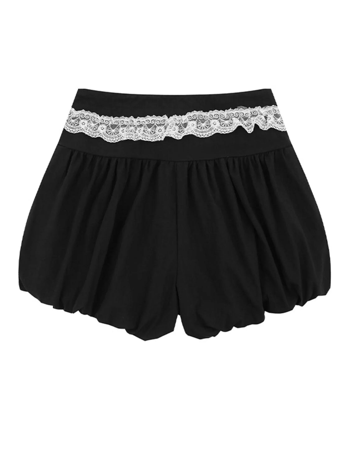 Lace Trim Shorts with Drawstring - cas7m