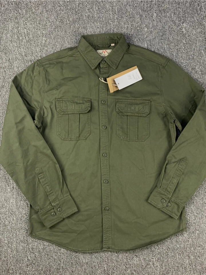 Men's Plus Size Button Up Long Sleeve Shirt - cas7m