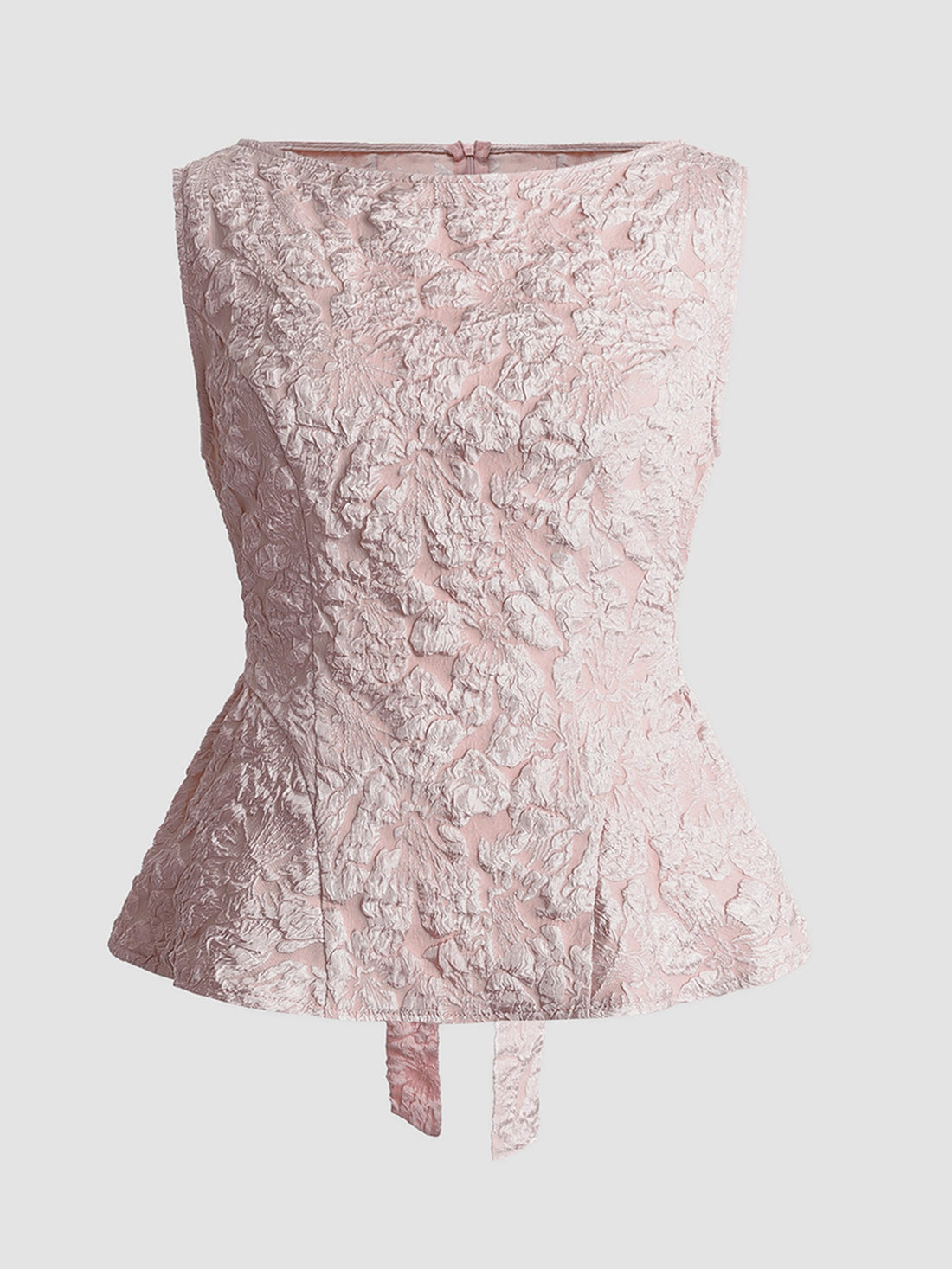 Floral Jacquard Peplum Tank - cas7m