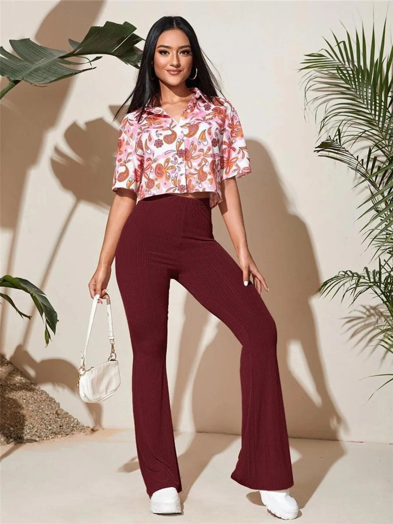 Full Size High-Waist Flare Active Pants Plus Size - cas7m