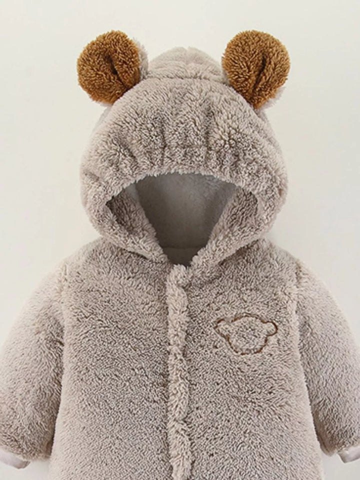 Children's Cozy Bear Hooded Fleece One-Piece - cas7m
